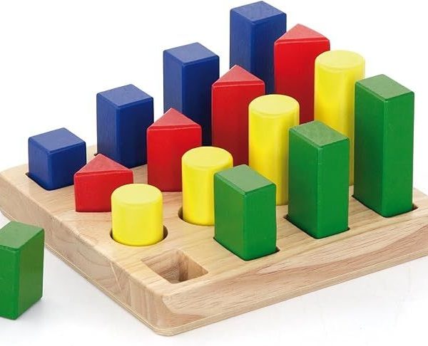 لعبة اشكال هندسية ملونة - لعبة تعليمية خشبية لتنمية المهارات البصرية