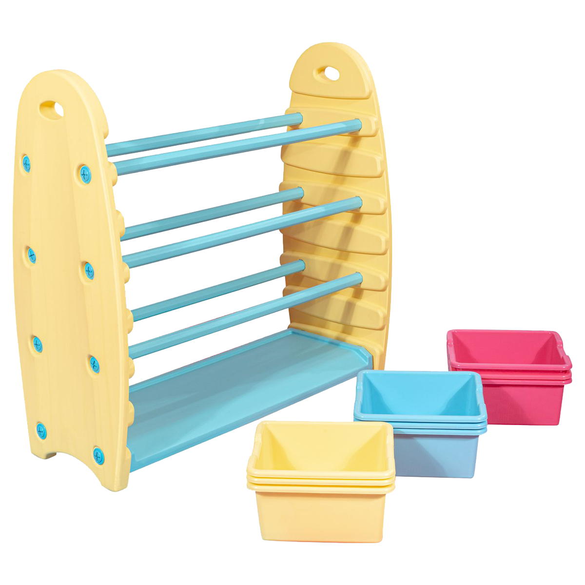 cmdq1y68j1te301h8fett0jvs_king-kids-saklama-rafi-krem-1.png وحدة تخزين أطفال – تركي - 9 صندوق تخزين متعدد اللون - الصورة 1