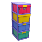 وحدة أدراج بلاستيكية - عدد 4 درج متعدد اللون